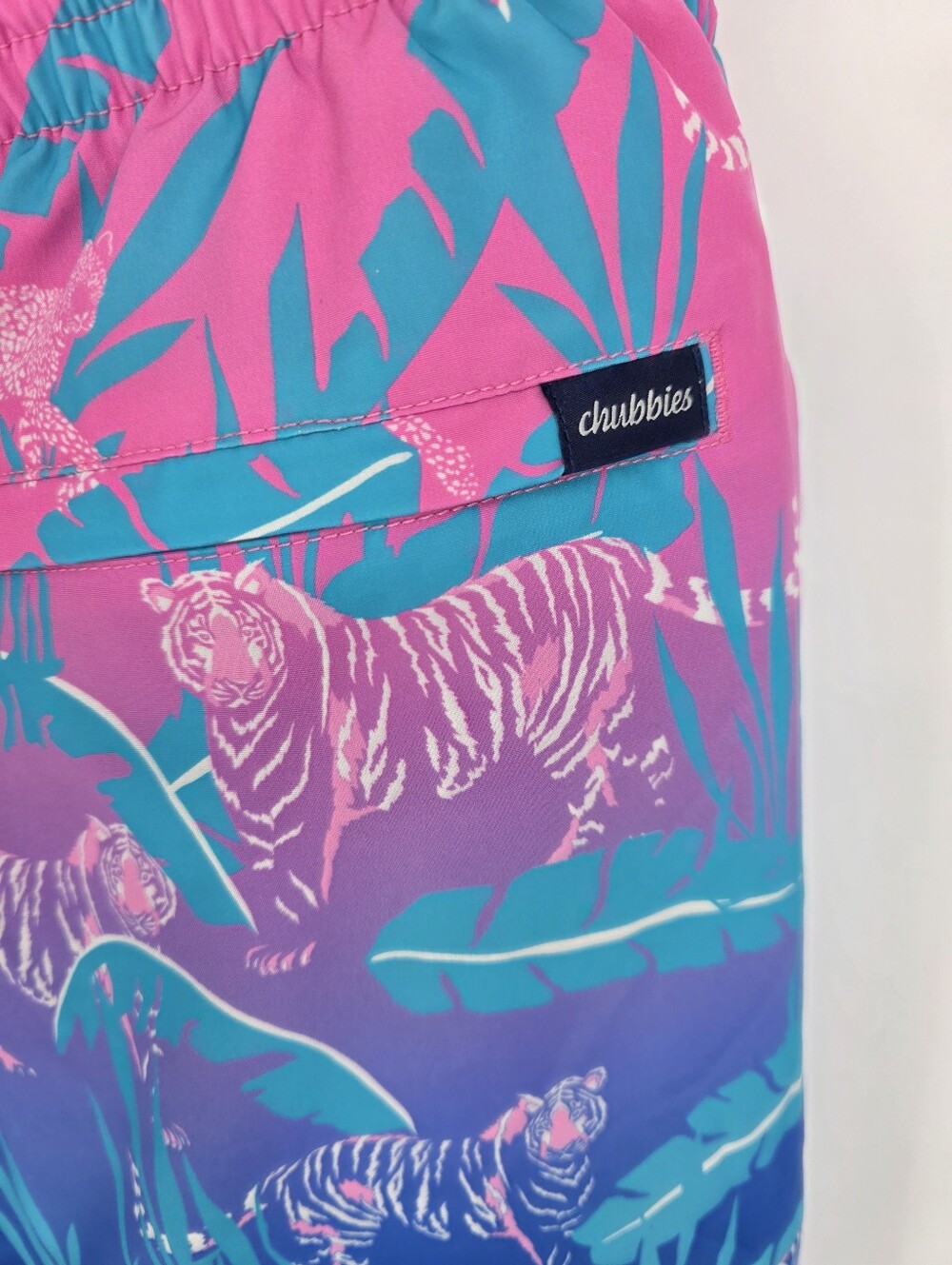 Chubbies Swim Trunks XXL 5.5" Inseam Tiger Jungle Print Pink Blue - Picture 5 of 9